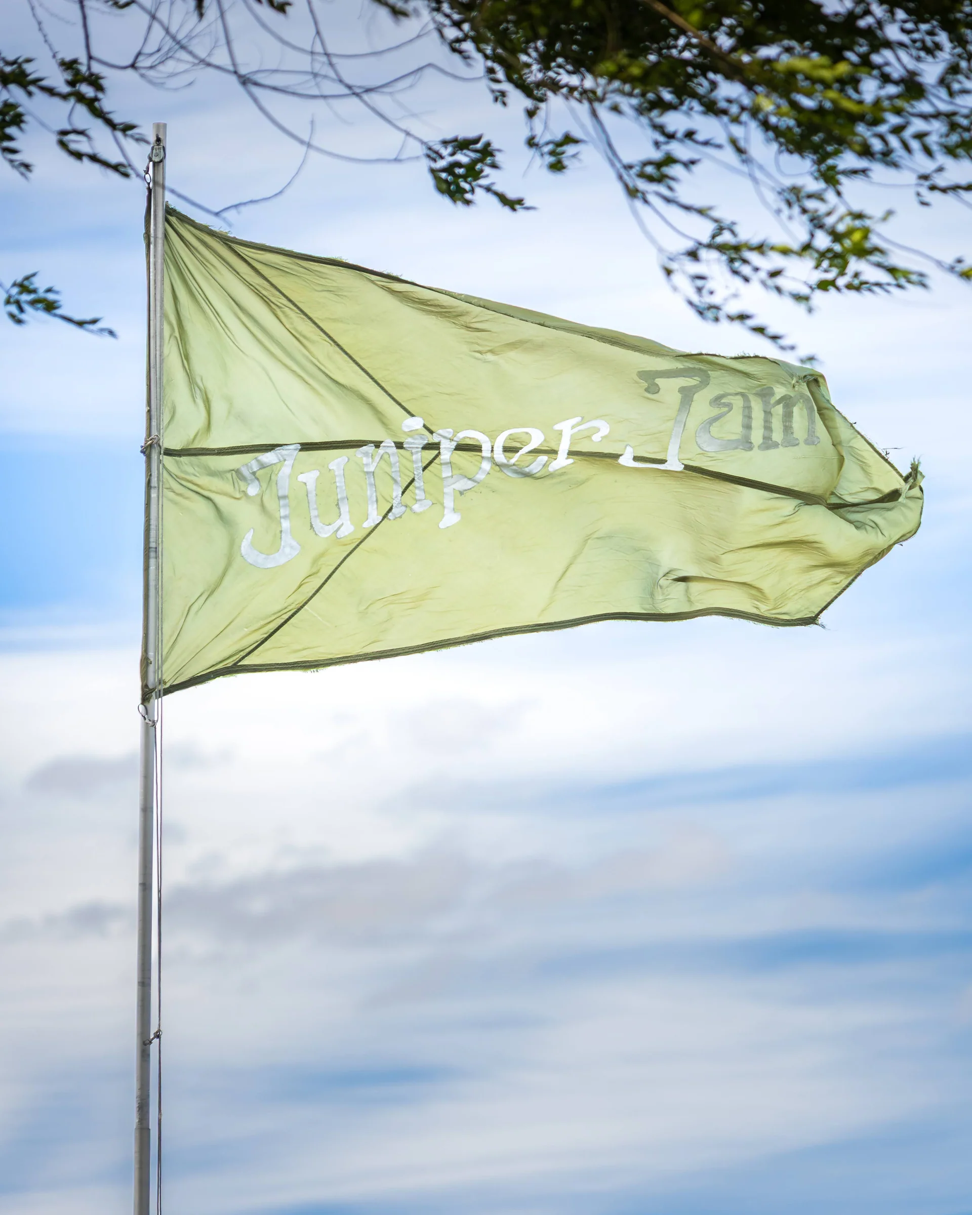 The Juniper Jam flag over the Wallowa County Fairgrounds, September 5, 2026.